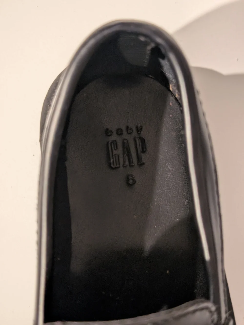 Baby GAP Black Leather Loafers with Chain Detail